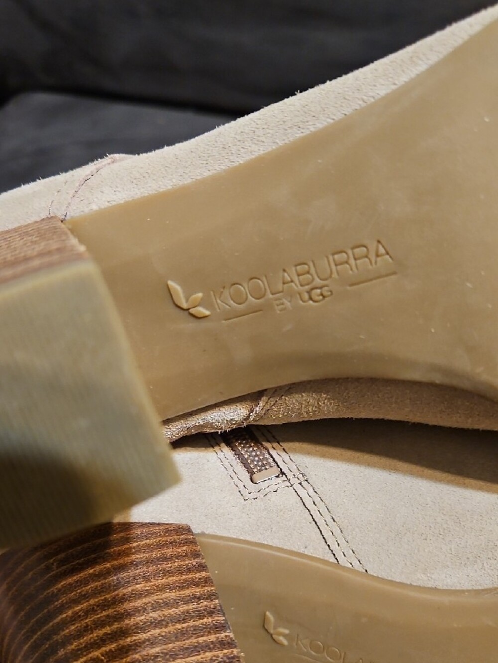 Koolaburra Sand Suede Ankle Booties with Stacked Heel - Picture 7 of 9